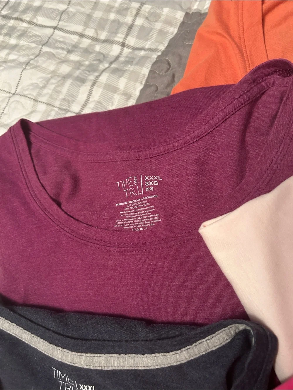 Assorted Women's Short Sleeve Tees - Pink, Hot Pink, Orange, Plum, Navy - Picture 5 of 6